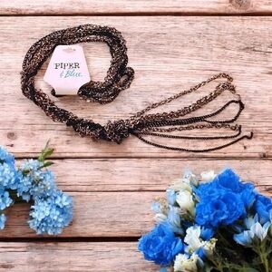 NWT Piper & Blue Multi-Strand Knot Necklace - Silver & Blue